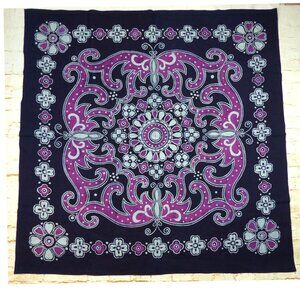 Tapestry Indigo Blue Violet Floral Print Square Wall Art Decor Boho 45 ¼ X 44